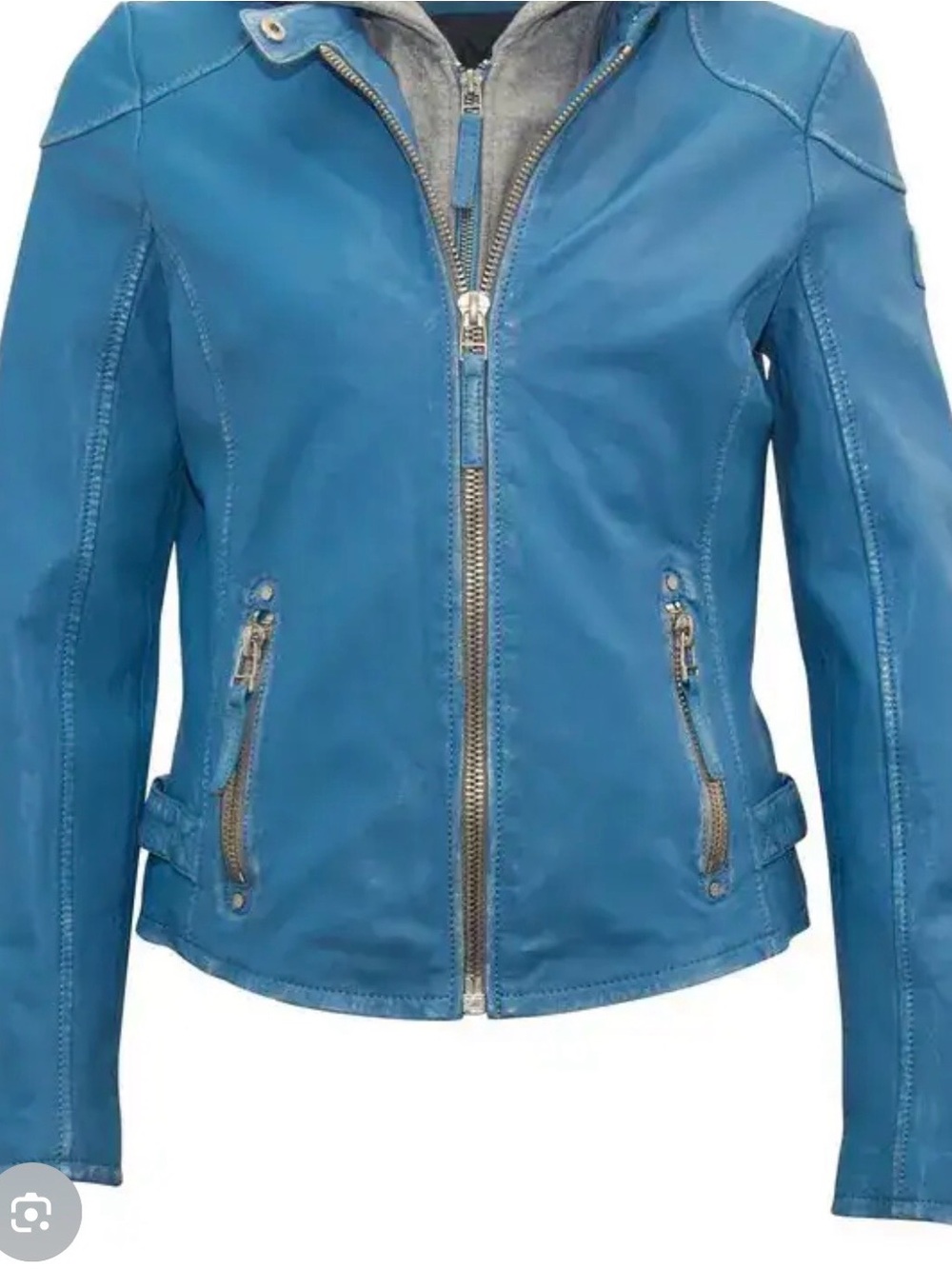Mauritius Finja Blue Women's Leather Zip Jacket